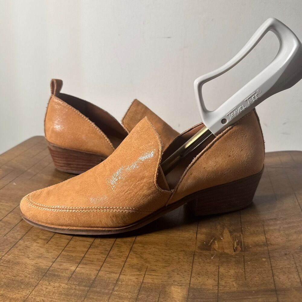 Lucky Brand Tan Suede Slip On Loafer Heels Womens 7 Comfort Casual